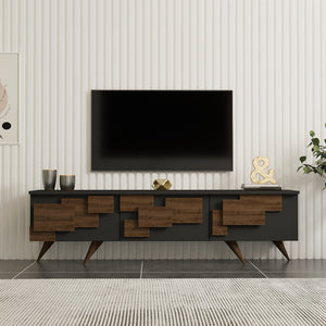 Έπιπλο τηλεόρασης Trida  καρυδί με ανθρακί 160x35x45εκ - Pakobazaar