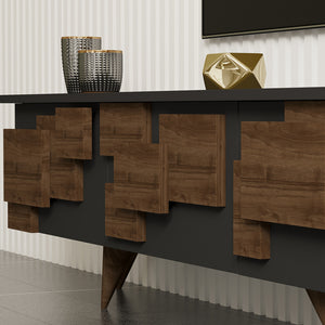 Έπιπλο τηλεόρασης Trida  καρυδί με ανθρακί 160x35x45εκ - Pakobazaar