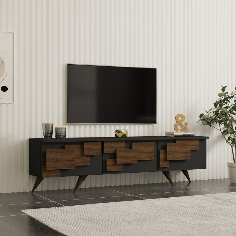 Έπιπλο τηλεόρασης Trida  καρυδί με ανθρακί 160x35x45εκ - Pakobazaar