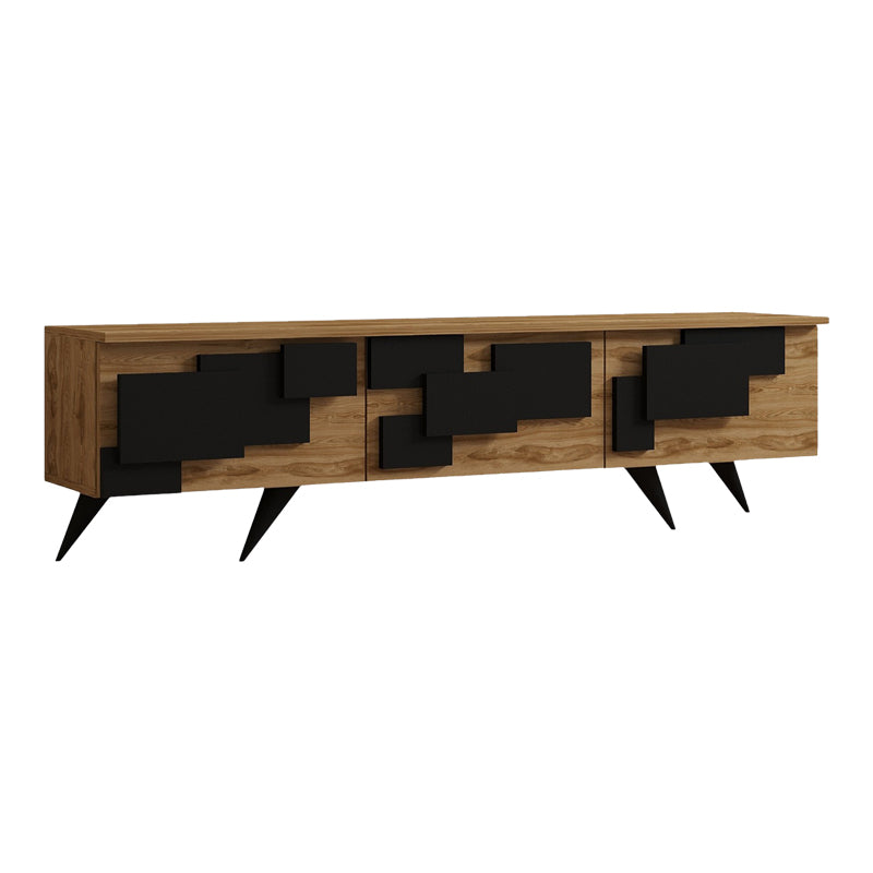 Έπιπλο τηλεόρασης Trida  oak με μαύρο 160x35x45εκ - Pakobazaar