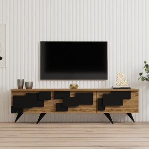 Έπιπλο τηλεόρασης Trida  oak με μαύρο 160x35x45εκ - Pakobazaar