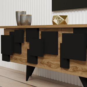 Έπιπλο τηλεόρασης Trida  oak με μαύρο 160x35x45εκ - Pakobazaar