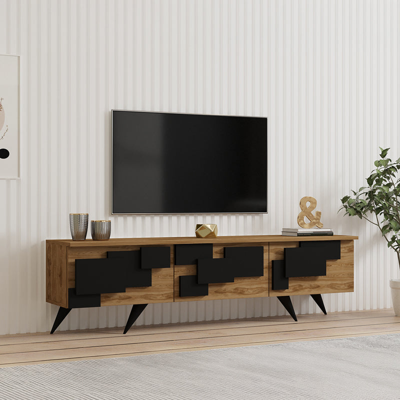 Έπιπλο τηλεόρασης Trida  oak με μαύρο 160x35x45εκ - Pakobazaar