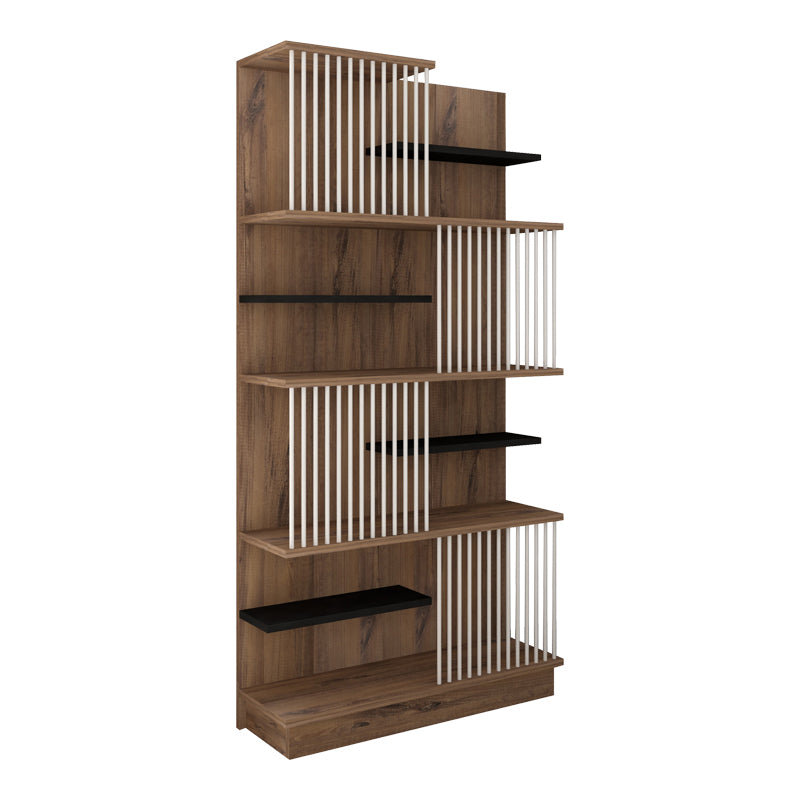 Βιβλιοθήκη Gassim  sonoma με ανθρακί και λευκό 80x24.6x160εκ - Pakobazaar