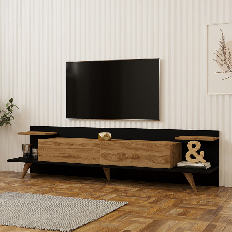 Έπιπλο τηλεόρασης Astry  oak με ανθρακί 180x36,8x45εκ - Pakobazaar