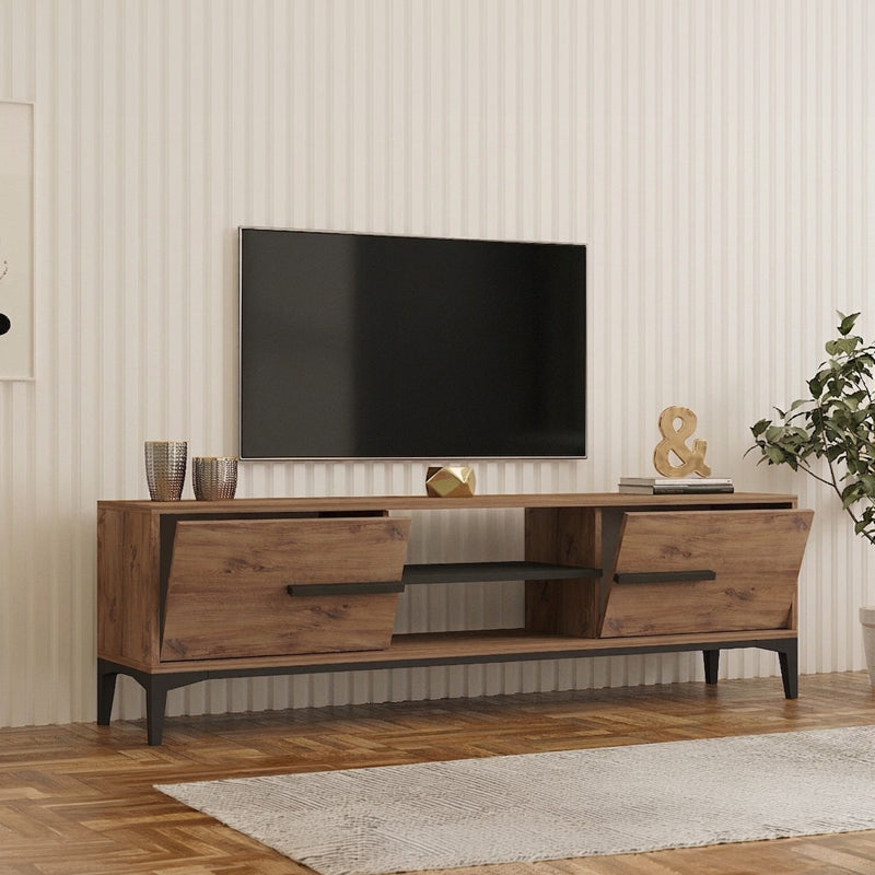 Έπιπλο τηλεόρασης Eslem  oak με ανθρακί 160x34,6x48,1εκ - Pakobazaar