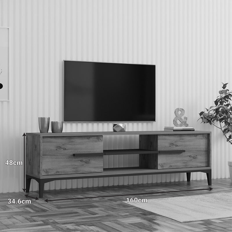 Έπιπλο τηλεόρασης Eslem  oak με ανθρακί 160x34,6x48,1εκ - Pakobazaar