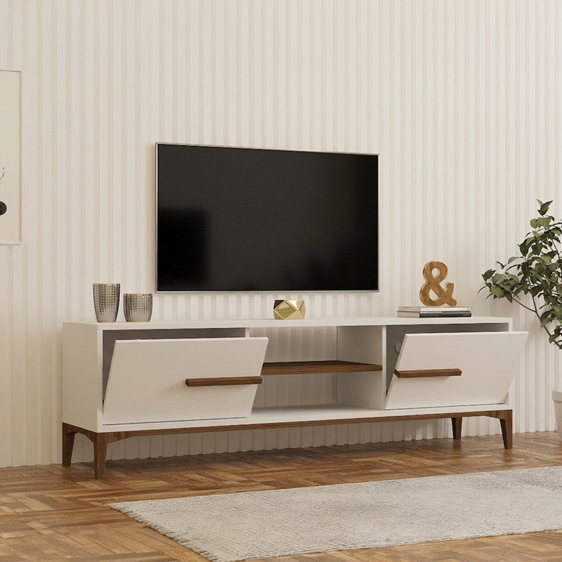 Έπιπλο τηλεόρασης Eslem  λευκό με καρυδί 160x34,6x48,1εκ - Pakobazaar