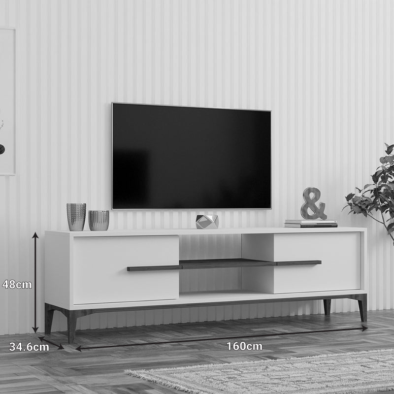 Έπιπλο τηλεόρασης Eslem  λευκό με καρυδί 160x34,6x48,1εκ - Pakobazaar