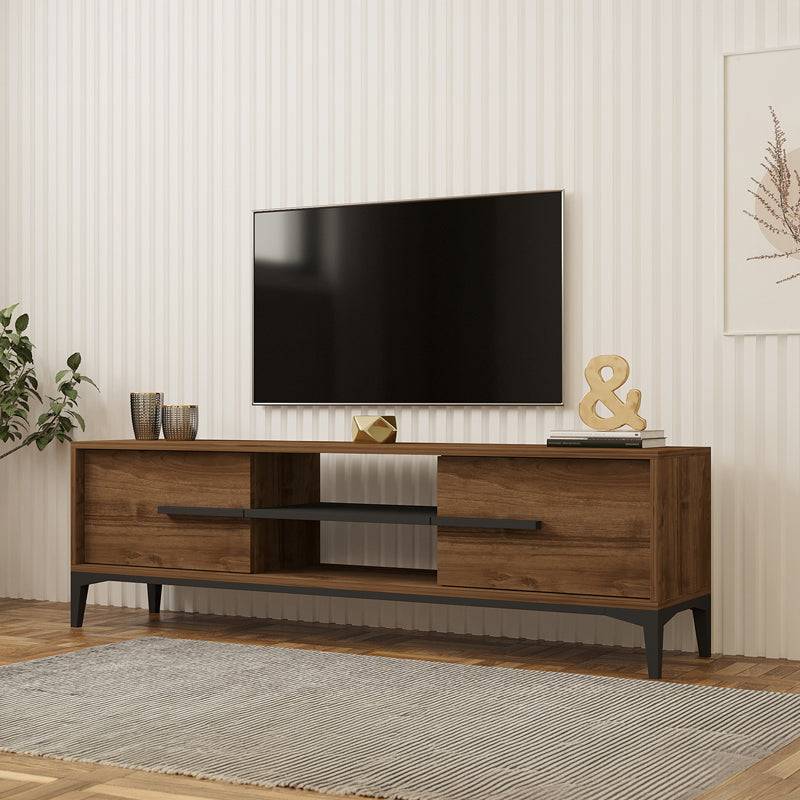Έπιπλο τηλεόρασης Eslem  καρυδί με ανθρακί 160x34,6x48,1εκ - Pakobazaar