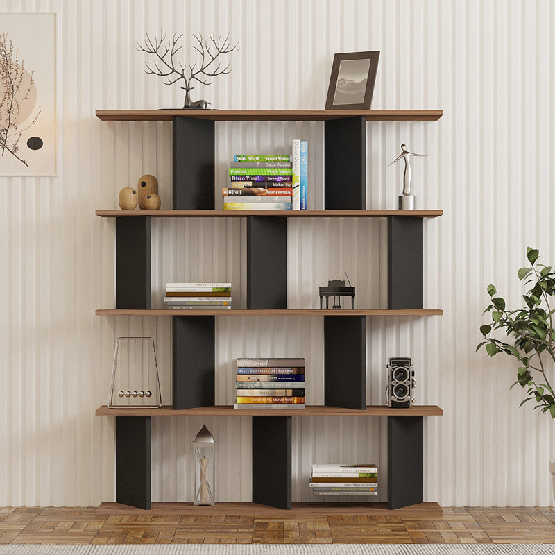 Βιβλιοθήκη Ratu  ανθρακί με oak 120x24,6x141εκ - Pakobazaar