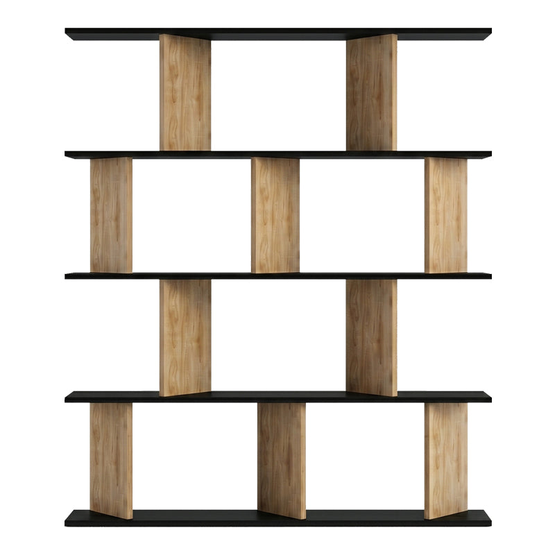 Βιβλιοθήκη Ratu  καρυδί με ανθρακί 120x24,6x141εκ - Pakobazaar