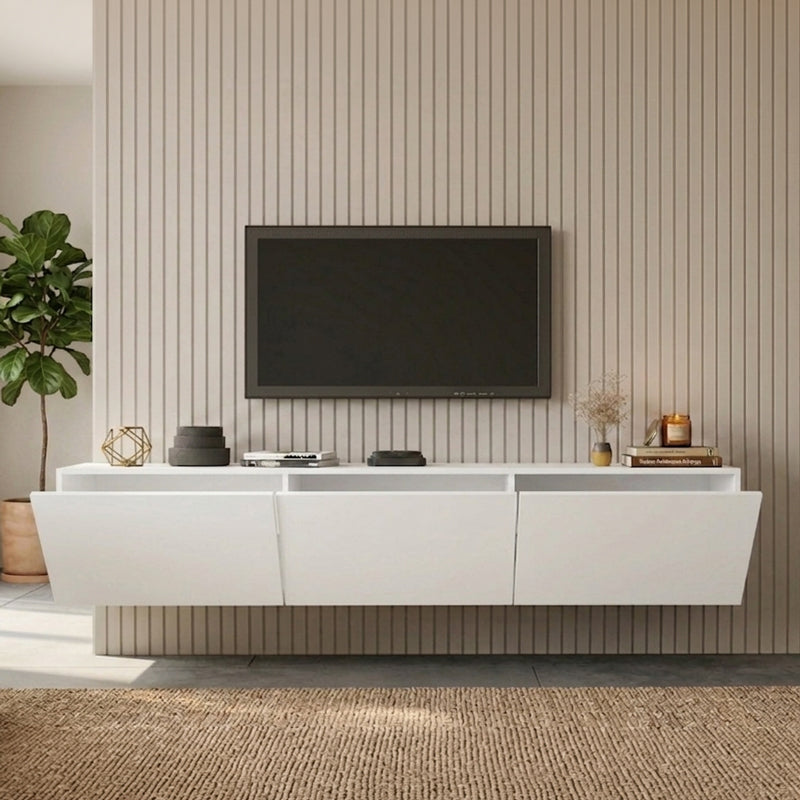 Έπιπλο τηλεόρασης επιτοίχιο Felita  λευκό 150x31,4x30εκ - Pakobazaar