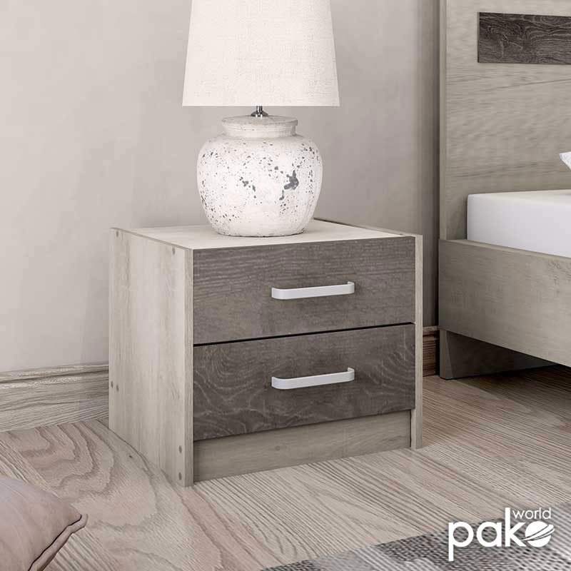 Κομοδίνο OLYMPUS  με 2 συρτάρια χρώμα castillo-toro 47,5x40,5x40,5εκ - Pakobazaar