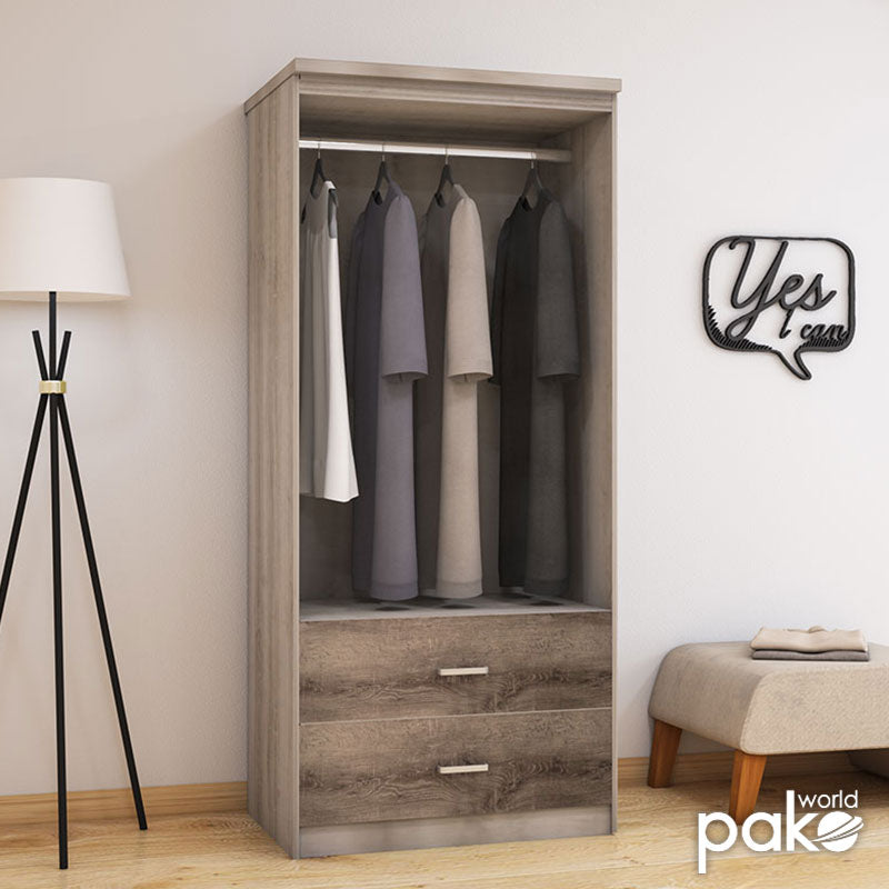 Ντουλάπα ρούχων δίφυλλη OLYMPUS  χρώμα castillo-toro 81x57x183εκ - Pakobazaar