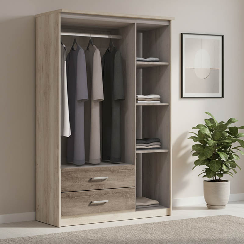 Ντουλάπα ρούχων τρίφυλλη OLYMPUS  χρώμα castillo-toro 120x57x183εκ - Pakobazaar