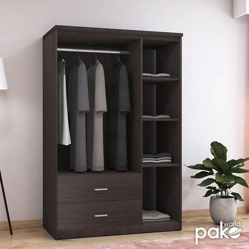 Ντουλάπα ρούχων τρίφυλλη OLYMPUS  χρώμα wenge 120x57x183εκ - Pakobazaar