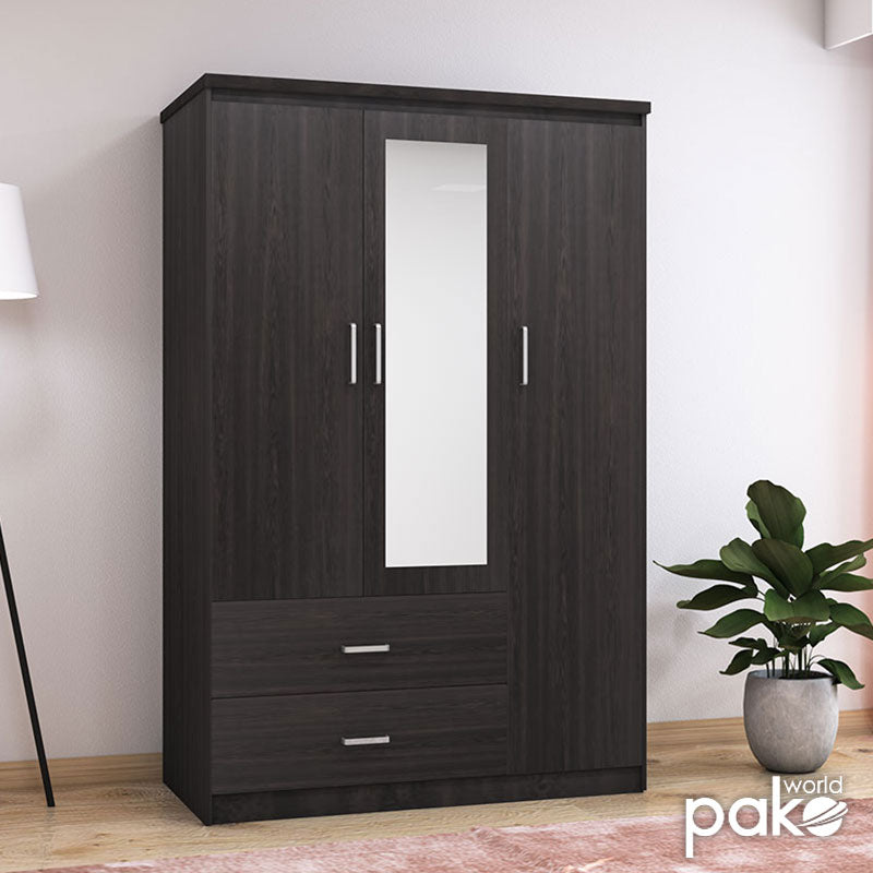 Ντουλάπα ρούχων τρίφυλλη OLYMPUS  χρώμα wenge 120x57x183εκ - Pakobazaar