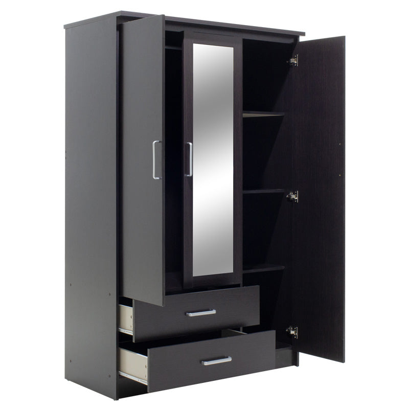 Ντουλάπα ρούχων τρίφυλλη OLYMPUS  χρώμα wenge 120x57x183εκ - Pakobazaar