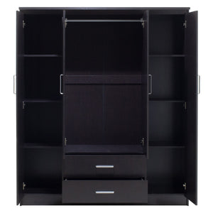 Ντουλάπα ρούχων τετράφυλλη OLYMPUS  χρώμα wenge 159x57x183εκ - Pakobazaar