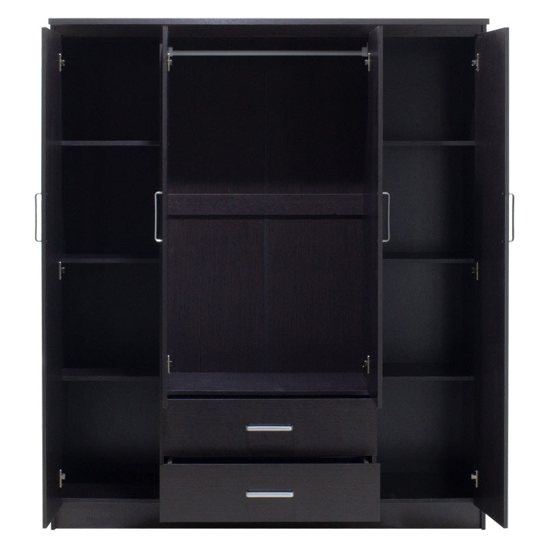 Ντουλάπα ρούχων τετράφυλλη OLYMPUS  χρώμα wenge 159x57x183εκ - Pakobazaar