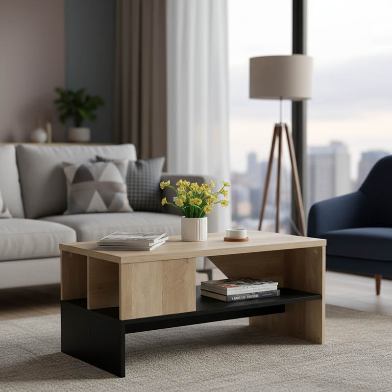 Τραπέζι σαλονιού Naya  sonoma-ανθρακί 93x46x43εκ - Image 1