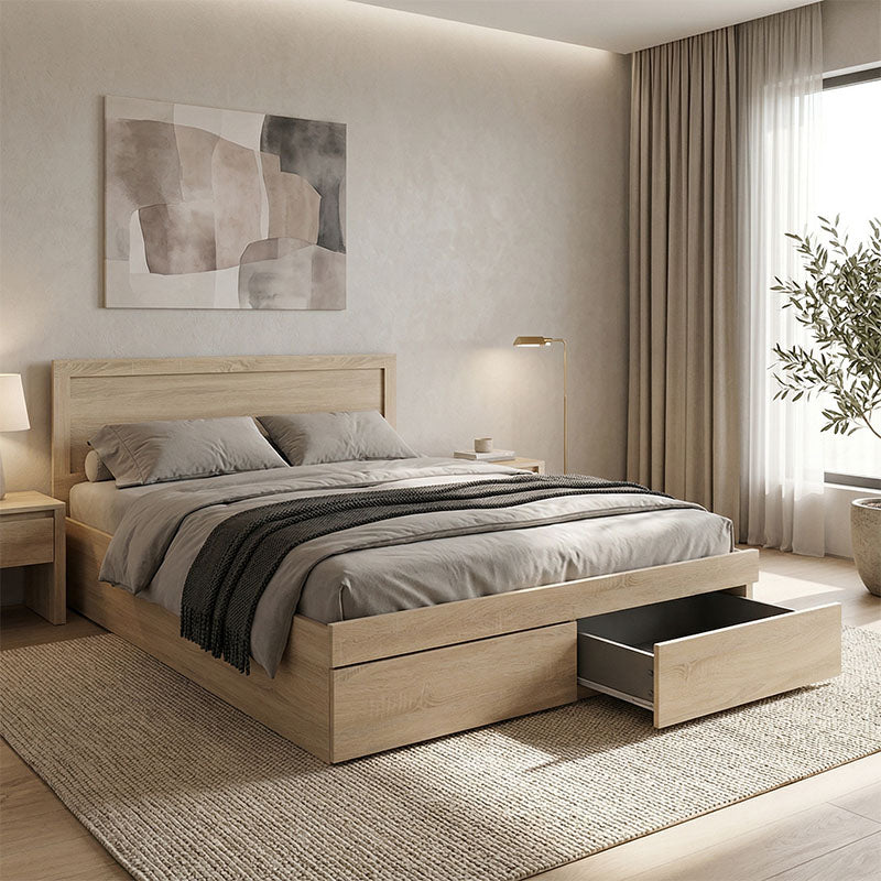 Κρεβάτι Olympus  με συρτάρι σε sonoma απόχρωση 150x200εκ - Pakobazaar