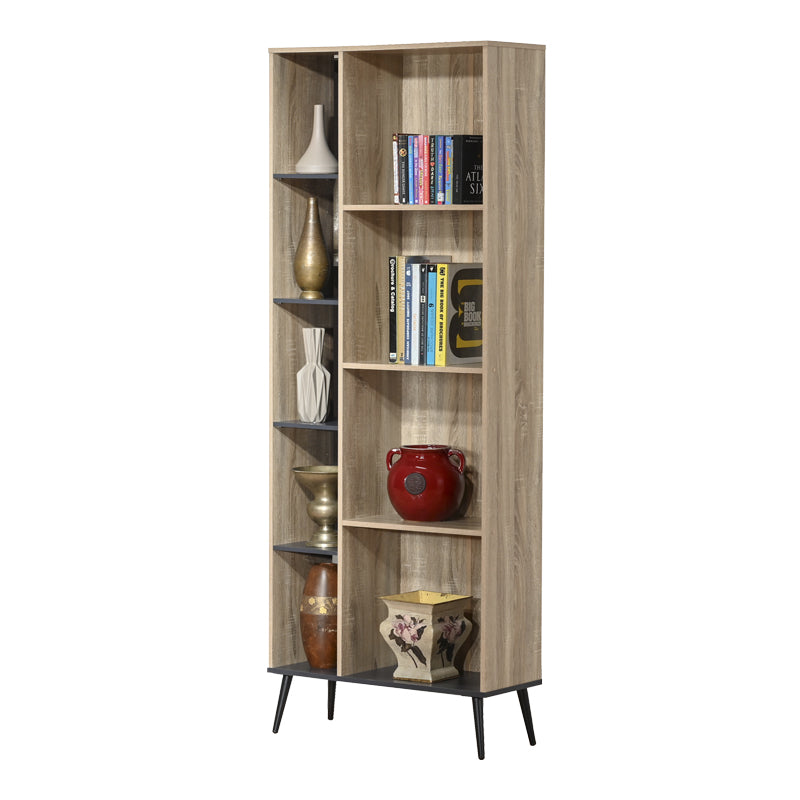 Βιβλιοθήκη Zezan  σε sonoma-ανθρακί απόχρωση 76.5x30x200.5εκ - Pakobazaar