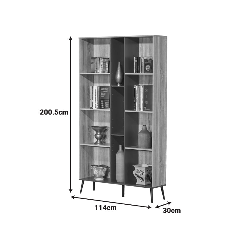 Βιβλιοθήκη Zezan  σε sonoma-ανθρακί απόχρωση 114x30x200.5εκ - Pakobazaar