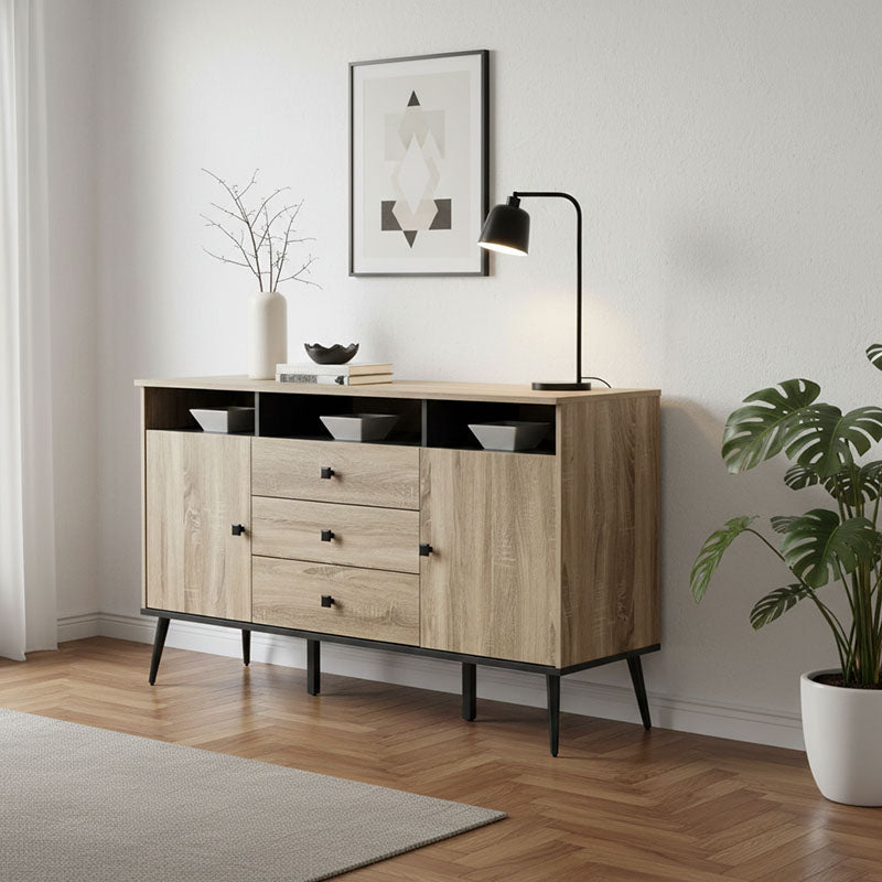 Μπουφές Zezan  σε sonoma-ανθρακί απόχρωση 140.5x41.5x80εκ
