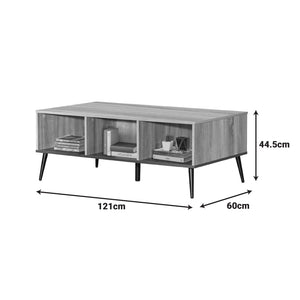 Τραπέζι σαλονιού Zezan  σε sonoma-ανθρακί απόχρωση 121x60x44.5εκ - Pakobazaar