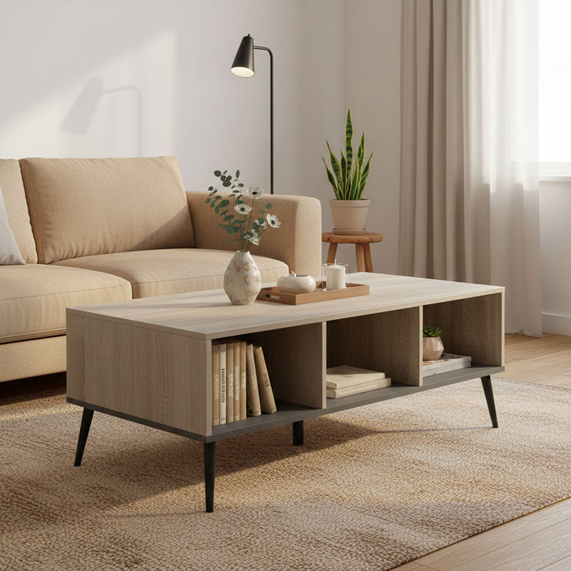 Τραπέζι σαλονιού Zezan  σε sonoma-ανθρακί απόχρωση 121x60x44.5εκ - Pakobazaar