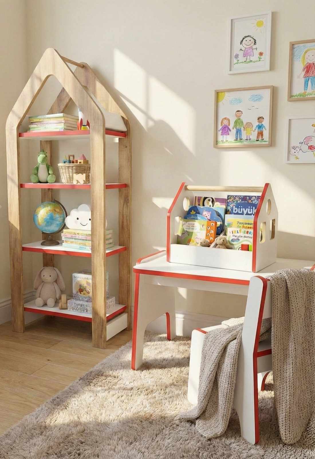 Ραφάκι Βιβλίων Epivates Κόκκινο 50x32x40 εκ. Μελαμίνης