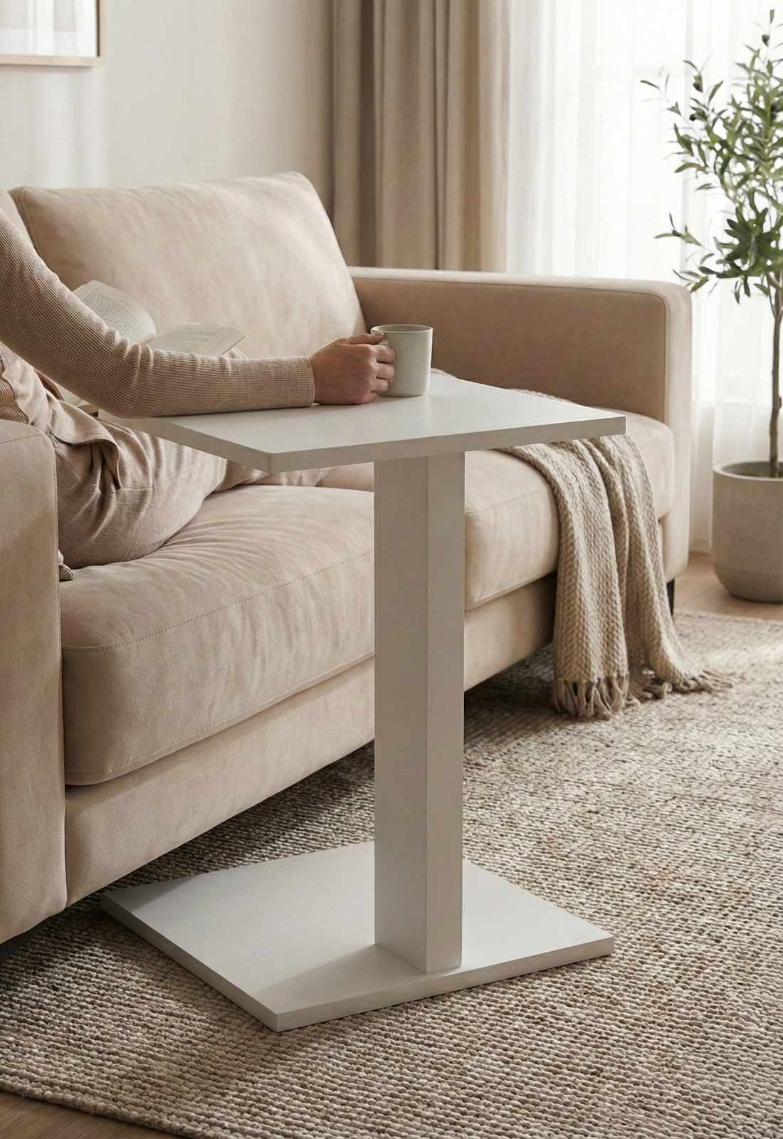 Βοηθητικό Τραπεζάκι Drymos Λευκό 35x35x56 εκ. Μελαμίνης