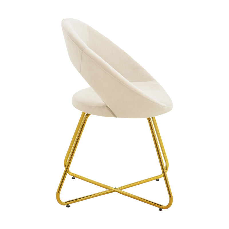 Καρέκλα Valentina  μπεζ βελούδο-χρυσό πόδι 65x60x82εκ - Pakobazaar