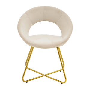 Καρέκλα Valentina  μπεζ βελούδο-χρυσό πόδι 65x60x82εκ - Pakobazaar