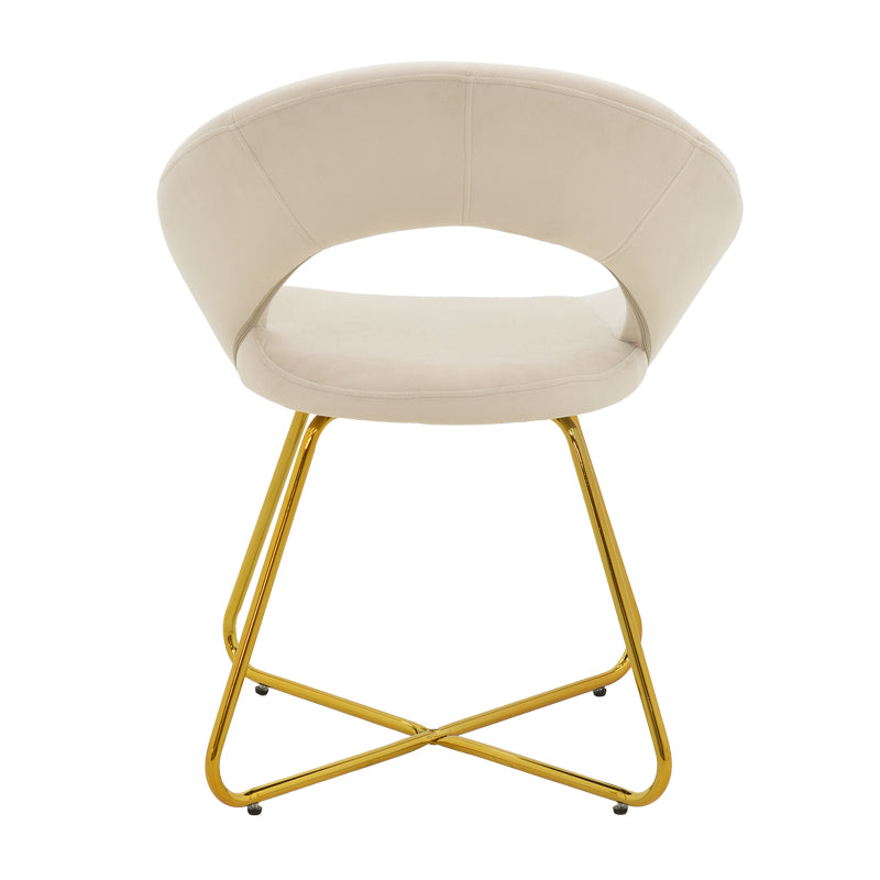 Καρέκλα Valentina  μπεζ βελούδο-χρυσό πόδι 65x60x82εκ - Pakobazaar