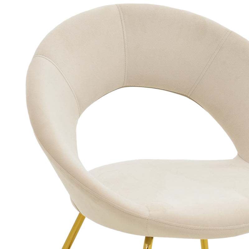 Καρέκλα Valentina  μπεζ βελούδο-χρυσό πόδι 65x60x82εκ - Pakobazaar