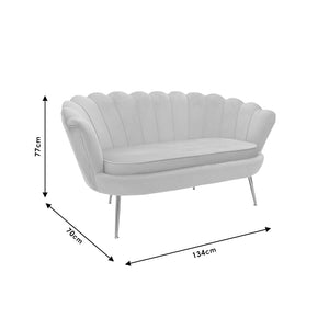 Καναπές 2θέσιος Daimon  βελούδο γκρι 134x70x77εκ - Pakobazaar