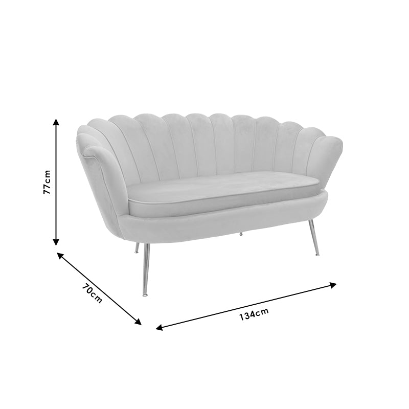 Καναπές 2θέσιος Daimon  βελούδο γκρι 134x70x77εκ - Pakobazaar