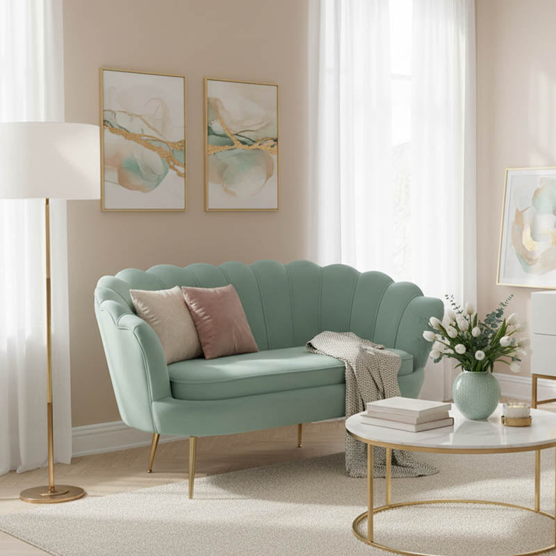 Καναπές 2θέσιος Daimon  βελούδο σε φυστικί απόχρωση 134x70x77εκ