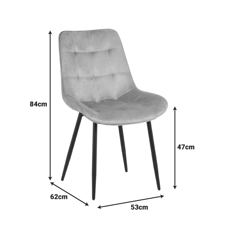 Καρέκλα Berne  βελούδο σε γκρί απόχρωση 53x62x84εκ