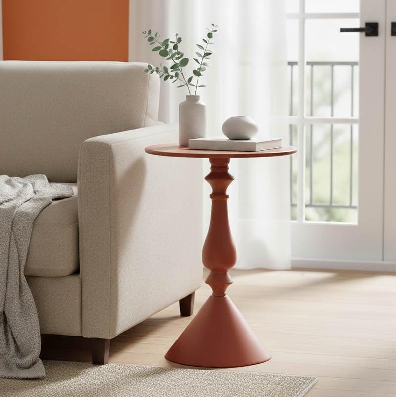 Βοηθητικό τραπέζι Lalou  μέταλλο σε απόχρωση terracotta Φ40x55εκ - Pakobazaar