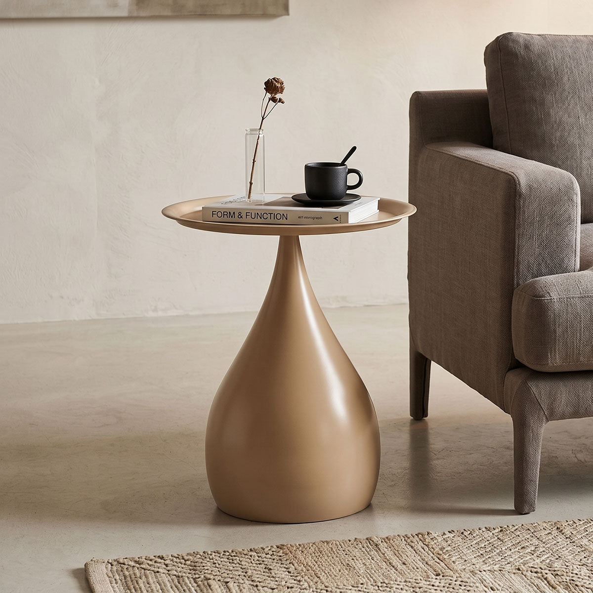 Βοηθητικό τραπέζι Samino  μέταλλο cappuccino Φ39x42εκ - Pakobazaar