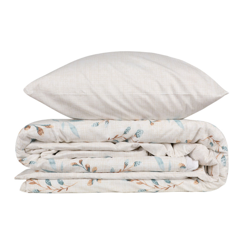 Σετ παπλωματοθήκη Lendell Cotton Box 3 τμχ Μονή (160x220) χρώμα μέντα - λευκό