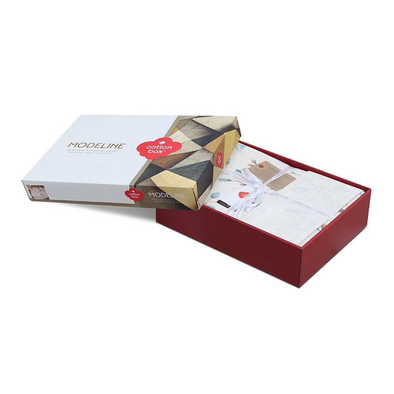 Σετ παπλωματοθήκη Lendell Cotton Box 4 τμχ Διπλή (200x220) χρώμα μέντα - λευκό