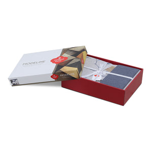 Σετ παπλωματοθήκη Nitsa Cotton Box 3 τμχ Μονή (160x220) χρώμα σκούρο μπλε - γκρι - Pakobazaar