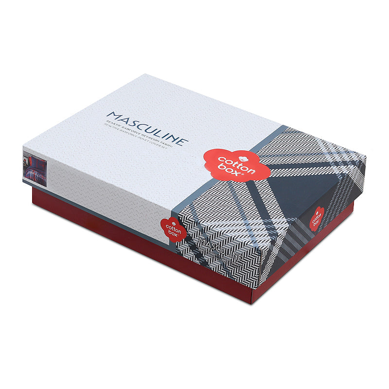 Σετ παπλωματοθήκη Abel Cotton Box 4 τμχ Διπλή (200x220) χρώμα σκούρο μπλε - κόκκινο