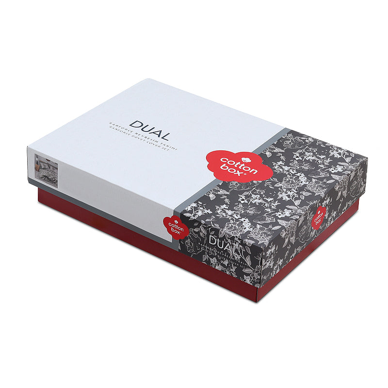 Σετ παπλωματοθήκη Frond Cotton Box 4 τμχ Διπλή (200x220) χρώμα χακί - Pakobazaar