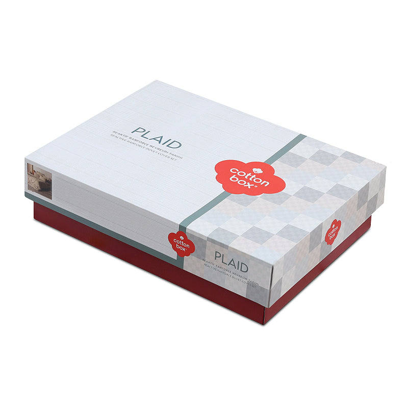Σετ παπλωματοθήκη Plaid Cotton Box 3 τμχ Μονή (160x220) χρώμα mink